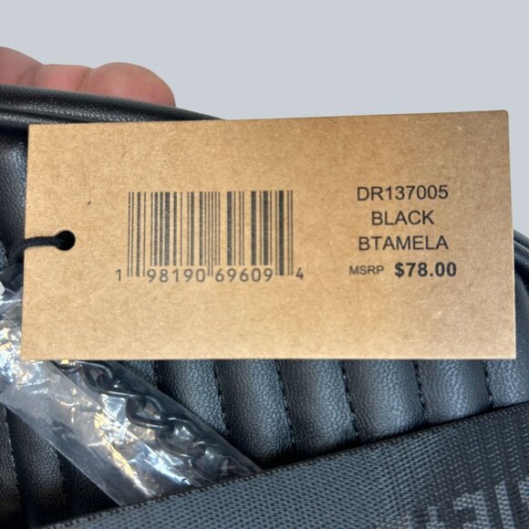 Steve Madden Black Quilted Crossbody Bag With Chain Strap & Pouch - Picture 7 of 10